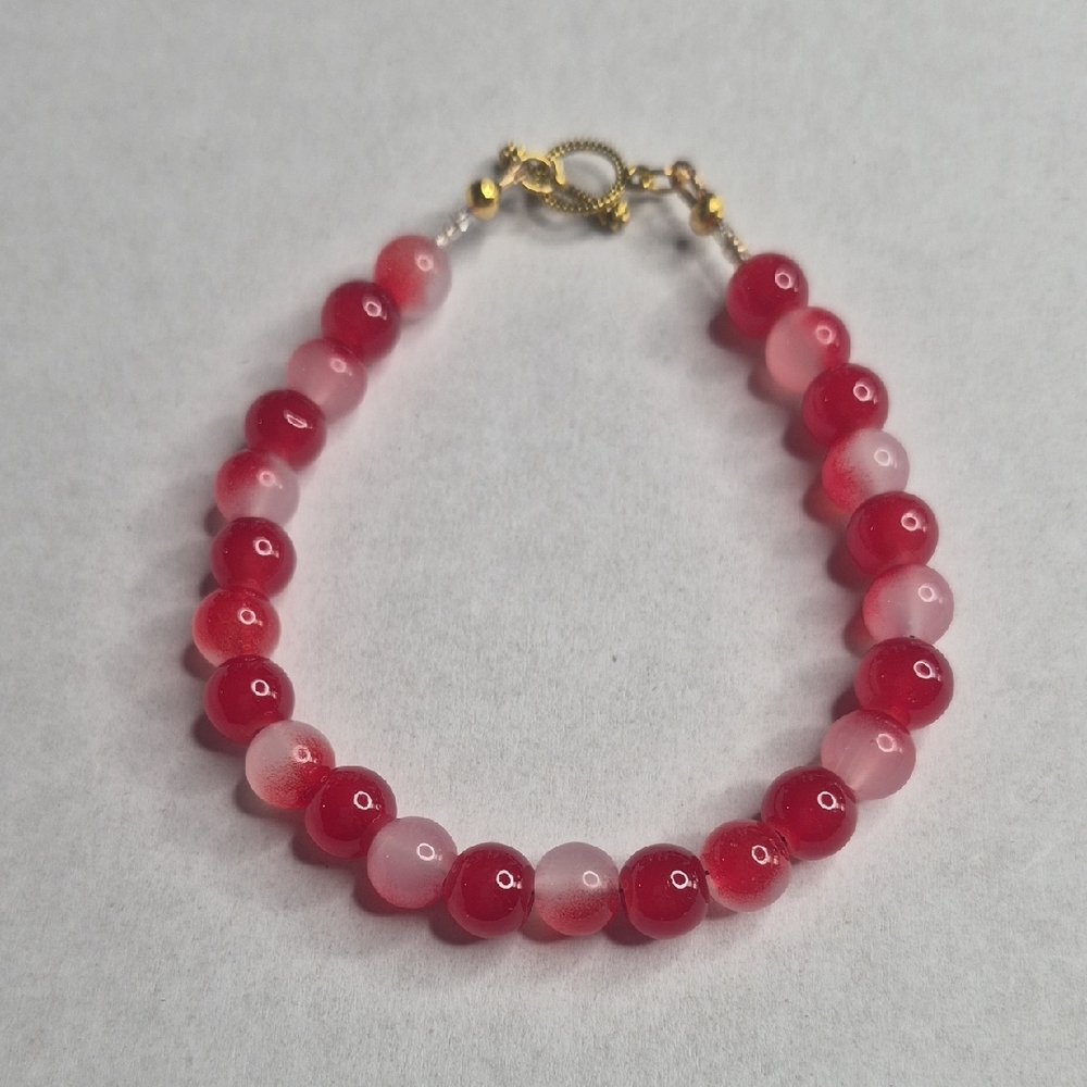 🚨Natural Red Agate and Cherry Quartz Glass Beaded Bracelet